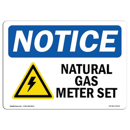 Signmission OSHA Notice Sign, 3.5" H, 5" W, Natural Gas Meter Set Sign With Symbol, Landscape, 10PK OS-NS-D-35-L-14309-10PK